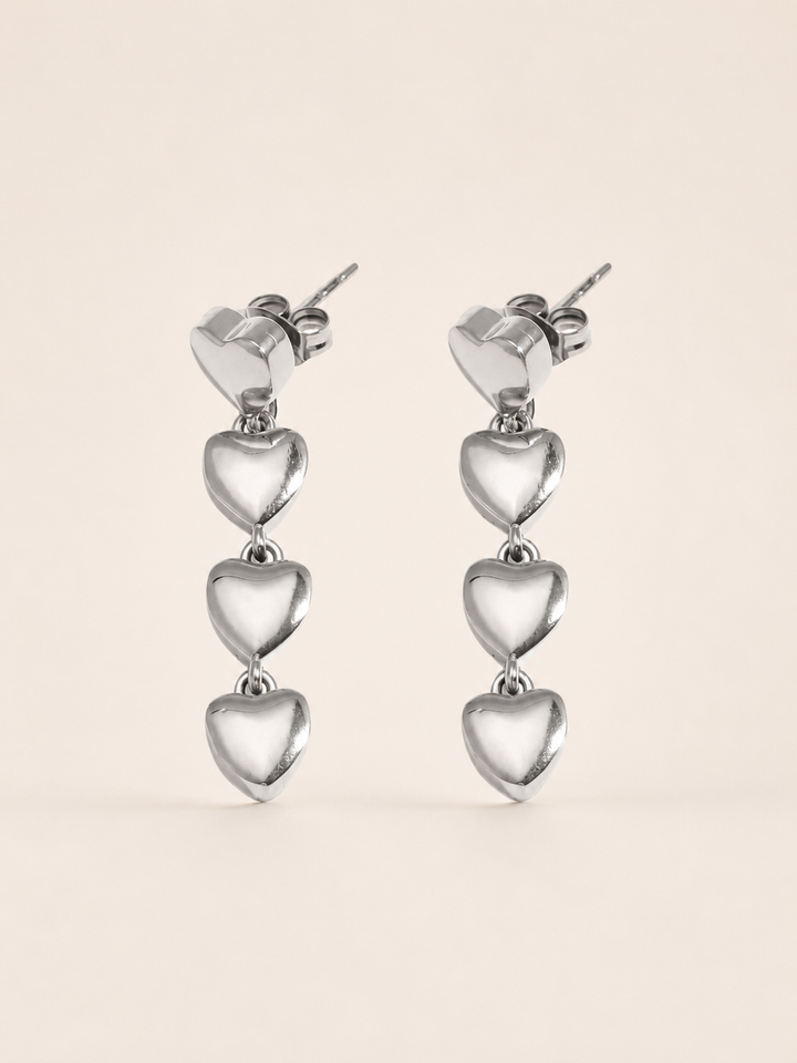 Taryn | Heart Drop Earrings with Polished Charms