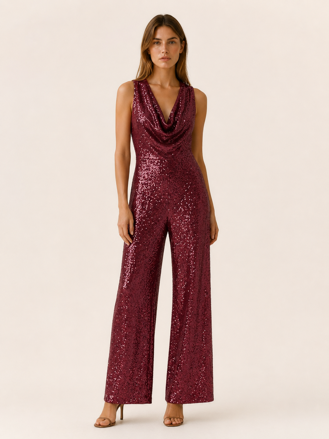Taryn | Sequin Jumpsuit with Halter Neckline