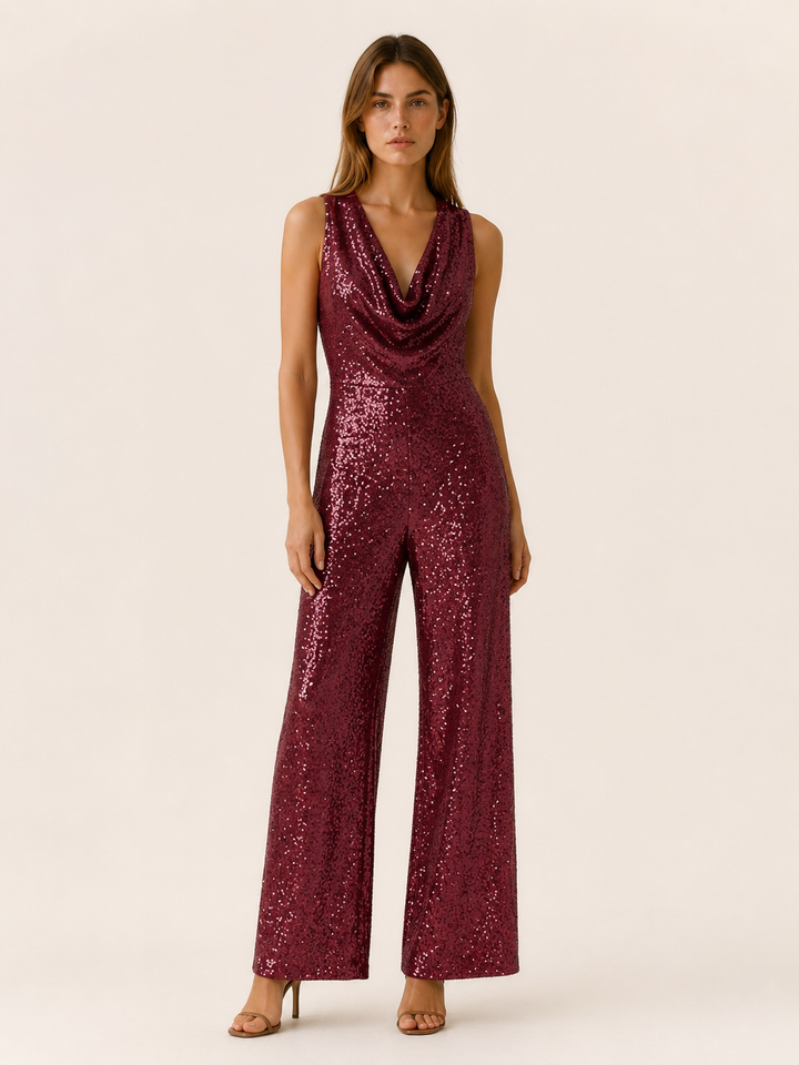 Taryn | Sequin Jumpsuit with Halter Neckline