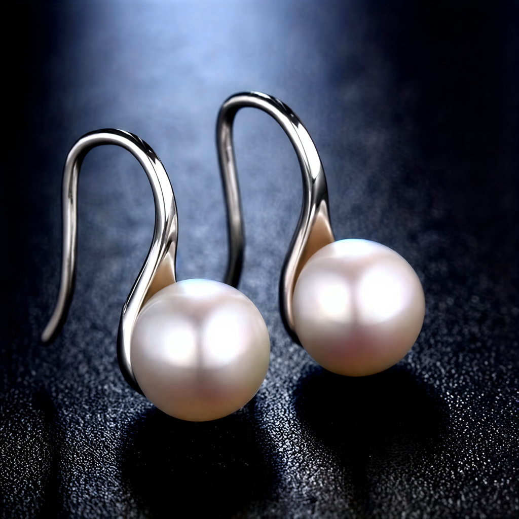Essential pearl stud earrings shown on a white background