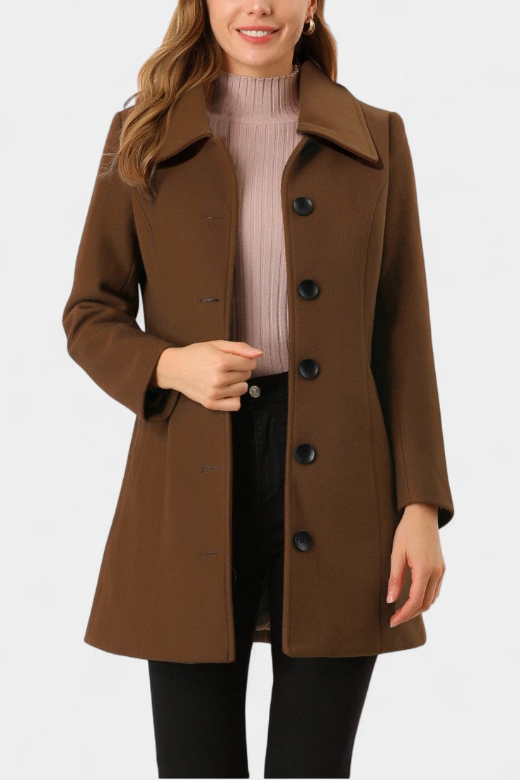 Manea coat fur collar and front button detail