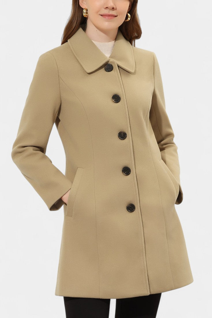 Manea fur collar coat back detail and hem length