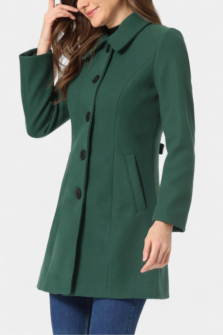 Manea warm thick coat faux fur collar side view model