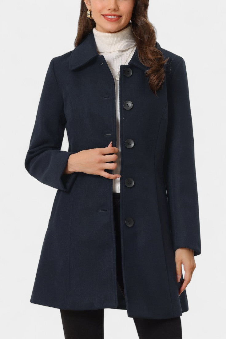 Manea long coat collar turned up winter styling