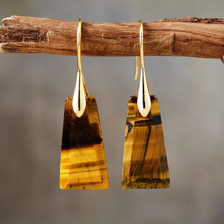Tiger Eye Trapezoid Earrings