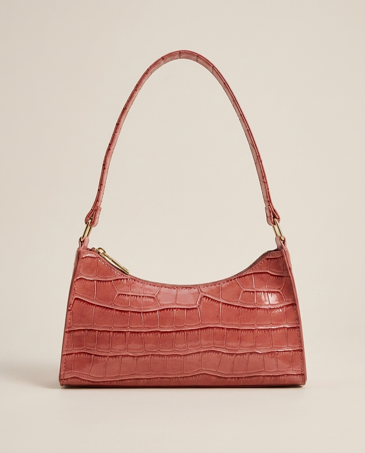 Vireya | Croc Effect Shoulder Bag with Zip Closure