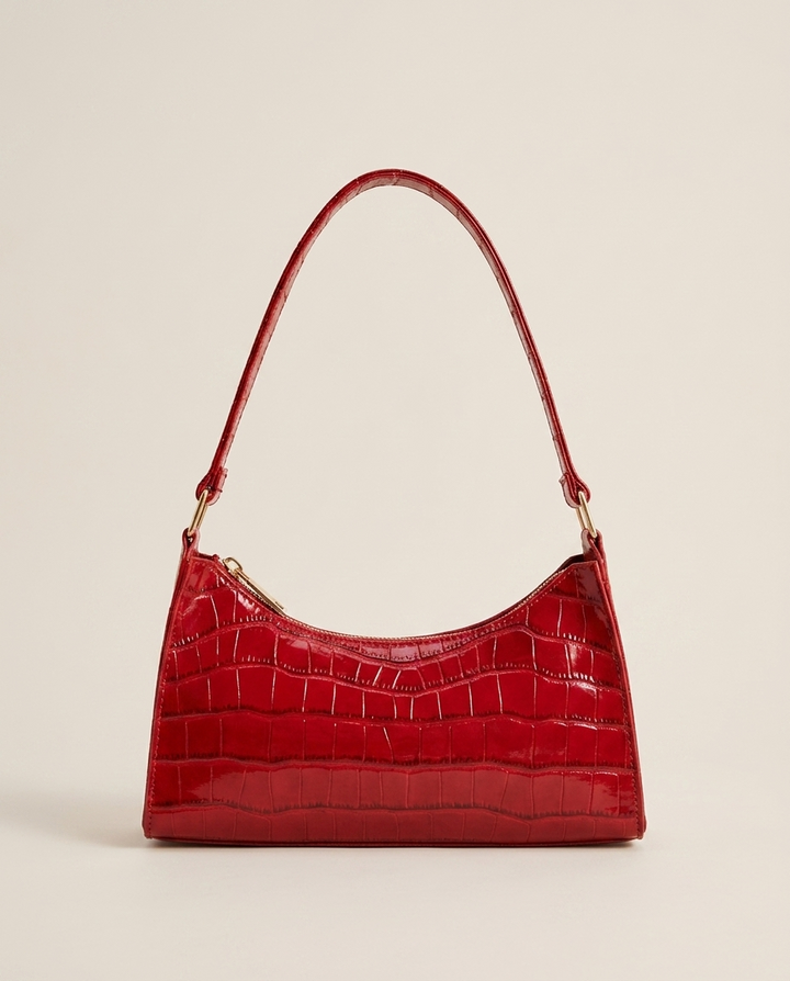 Vireya | Croc Effect Shoulder Bag with Zip Closure