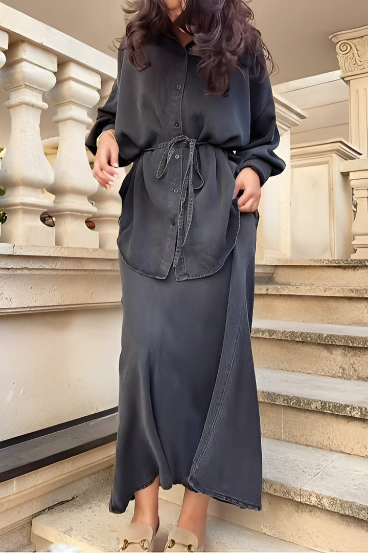 Tie-blouse flow skirt matching set – full length
