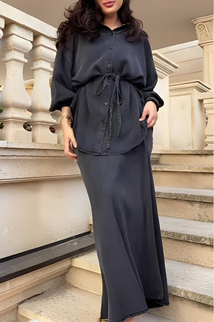 Radomira tie-blouse flow skirt set women – front view