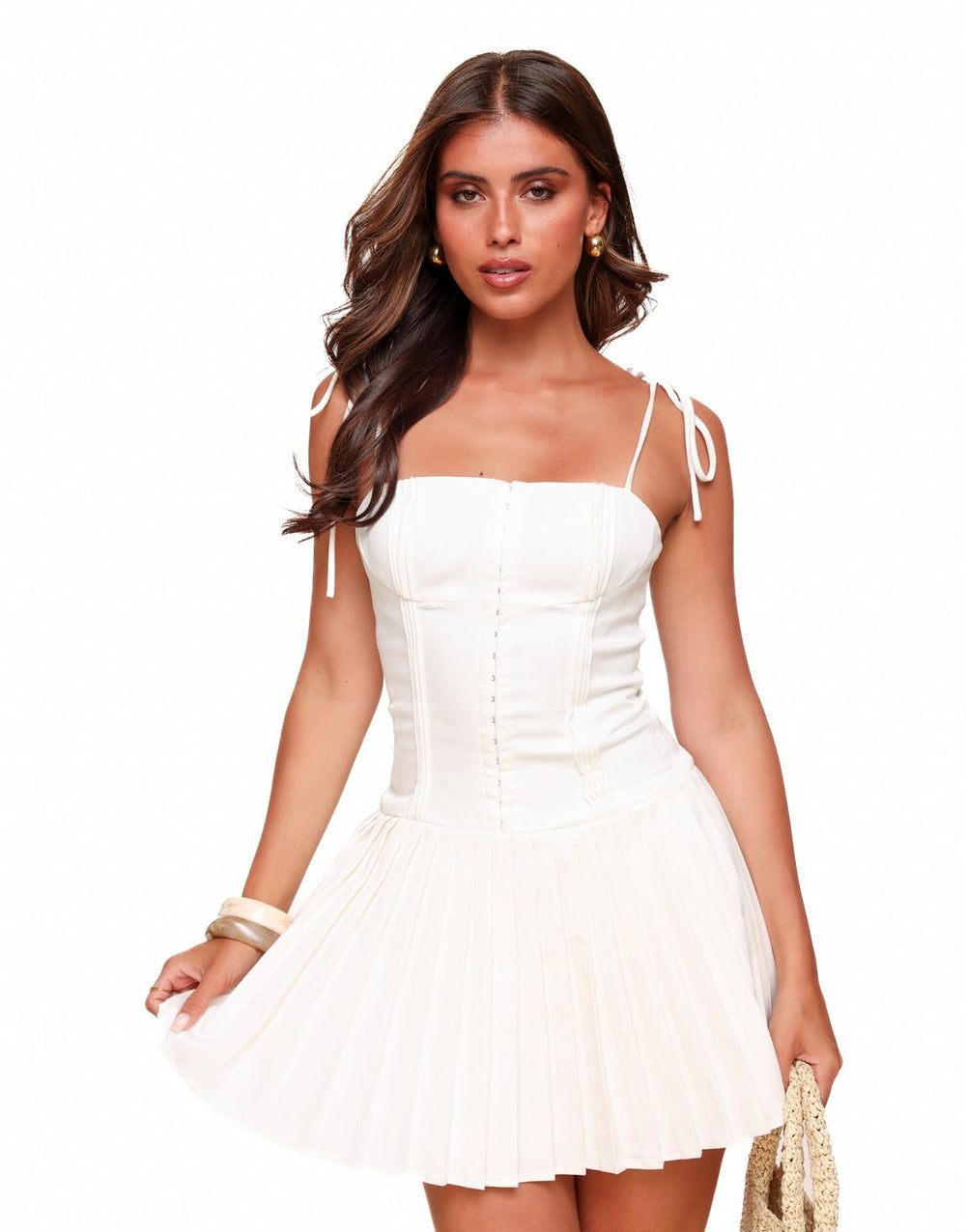 ARIA | Soft Muse Pleated Mini — women's dresses, back view
