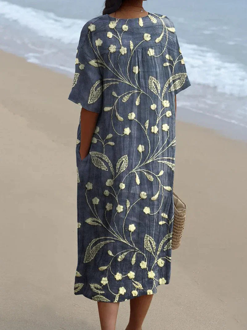 Floral Art Print Vintage Floral Maxi Dress — lifestyle shot