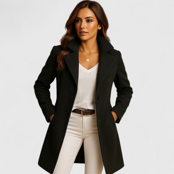 Luna | Women's Long Notch Lapel Button Front Coat