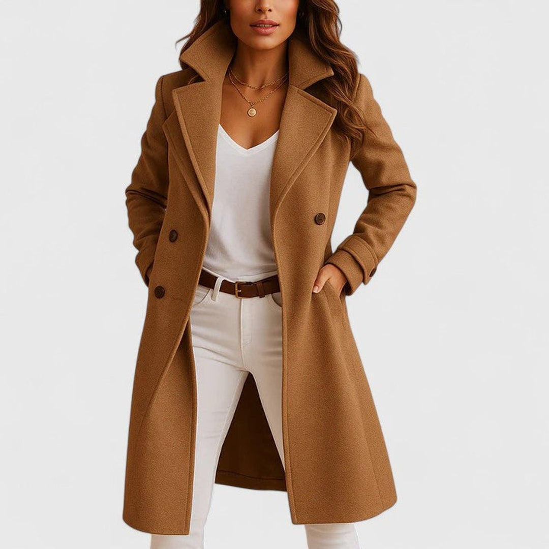 Luna | Women's Long Notch Lapel Button Front Coat