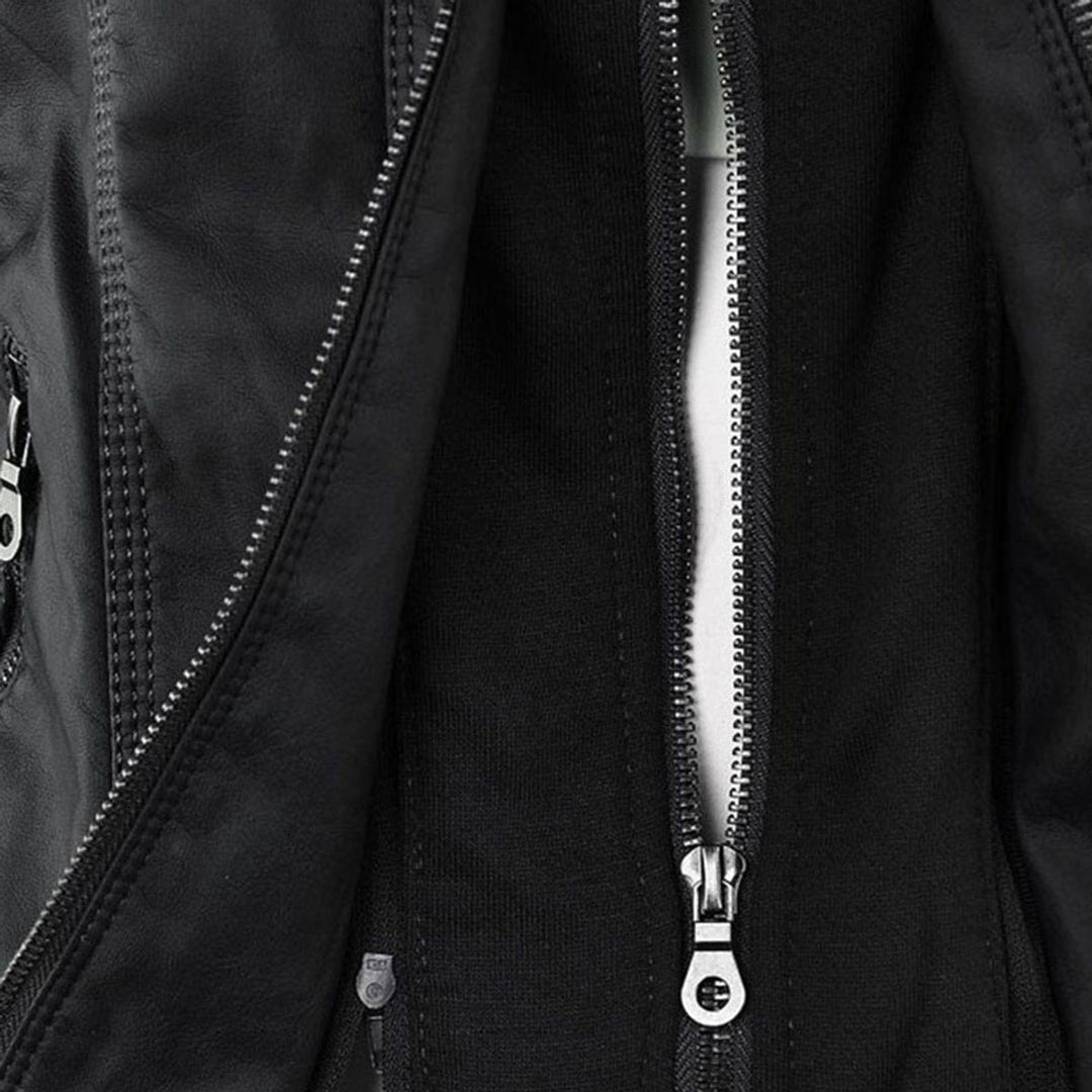 Charlotte | Women's Hooded Faux Leather Jacket with Detachable Hood