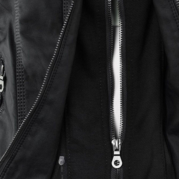 Charlotte | Women's Hooded Faux Leather Jacket with Detachable Hood
