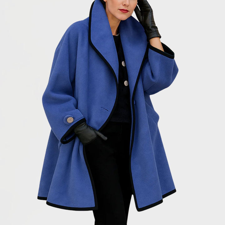 Delphine | Women's Oversized Contrast-Trim Swing Coat