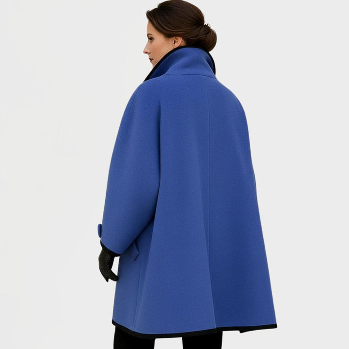 Delphine | Women's Oversized Contrast-Trim Swing Coat