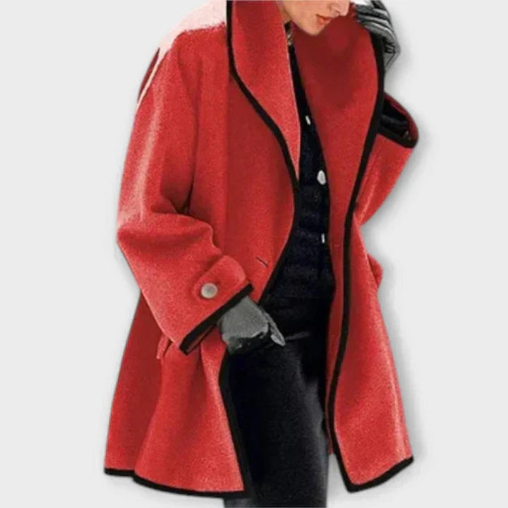 Delphine | Women's Oversized Contrast-Trim Swing Coat