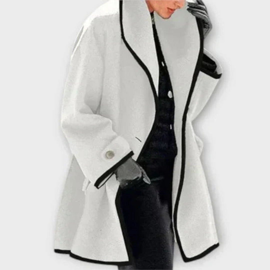 Delphine | Women's Oversized Contrast-Trim Swing Coat