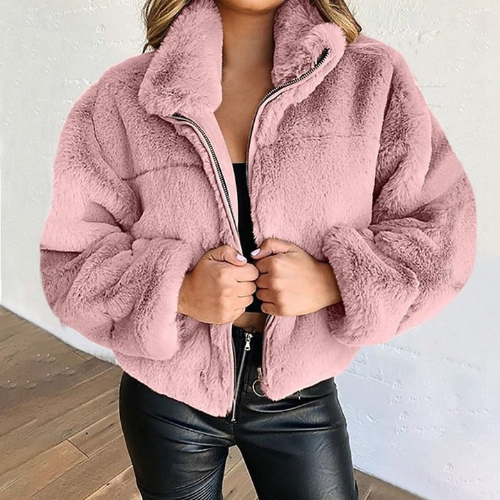 Rosalind | Women's Plush Teddy Cropped Zip-Up Jacket