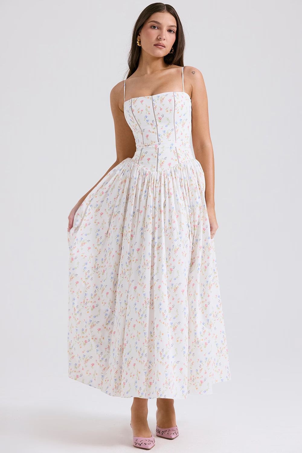 Angel Midi Dress square neck detail