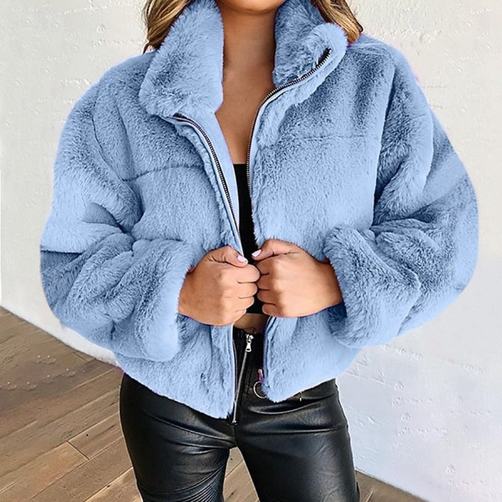 Rosalind | Women's Plush Teddy Cropped Zip-Up Jacket