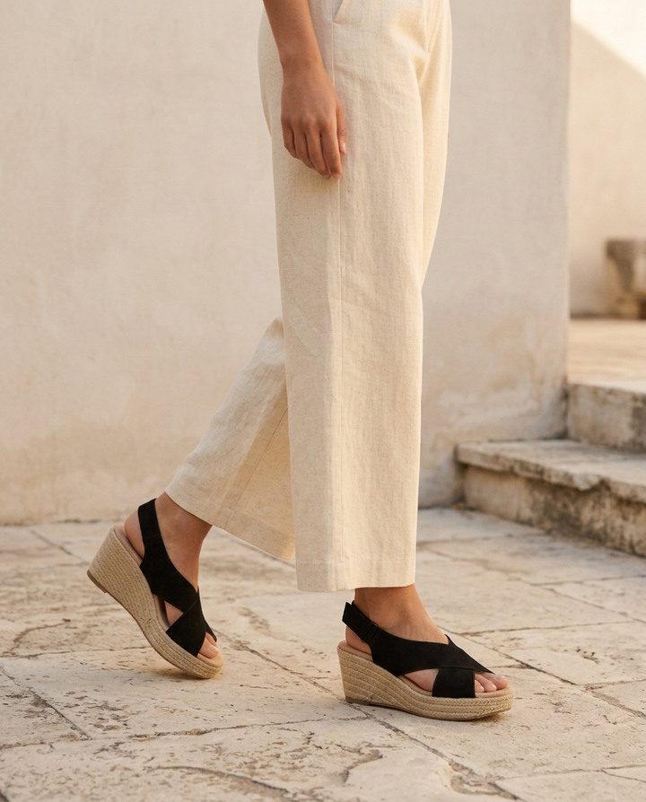 Zelaya | Wedge Sandals with Cross Strap Design