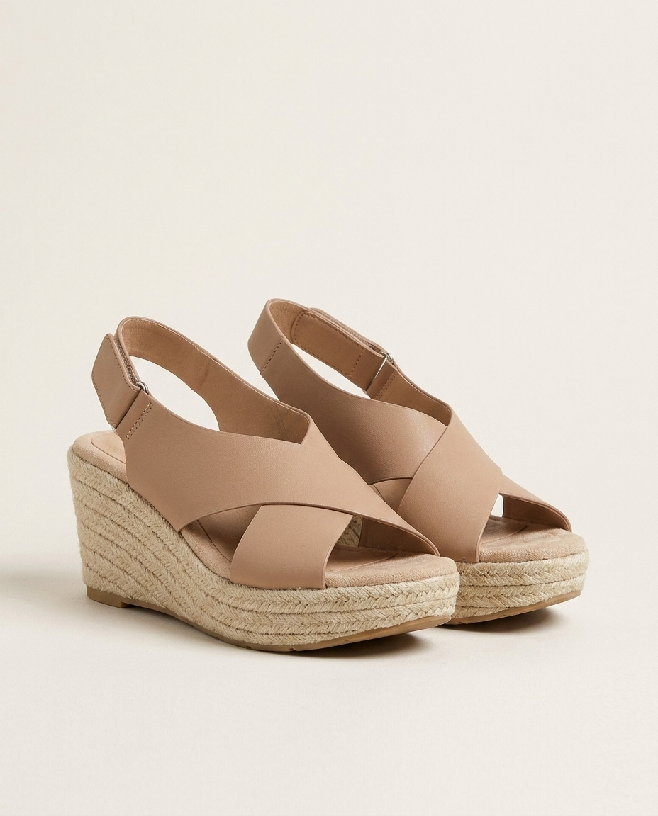 Zelaya | Wedge Sandals with Cross Strap Design