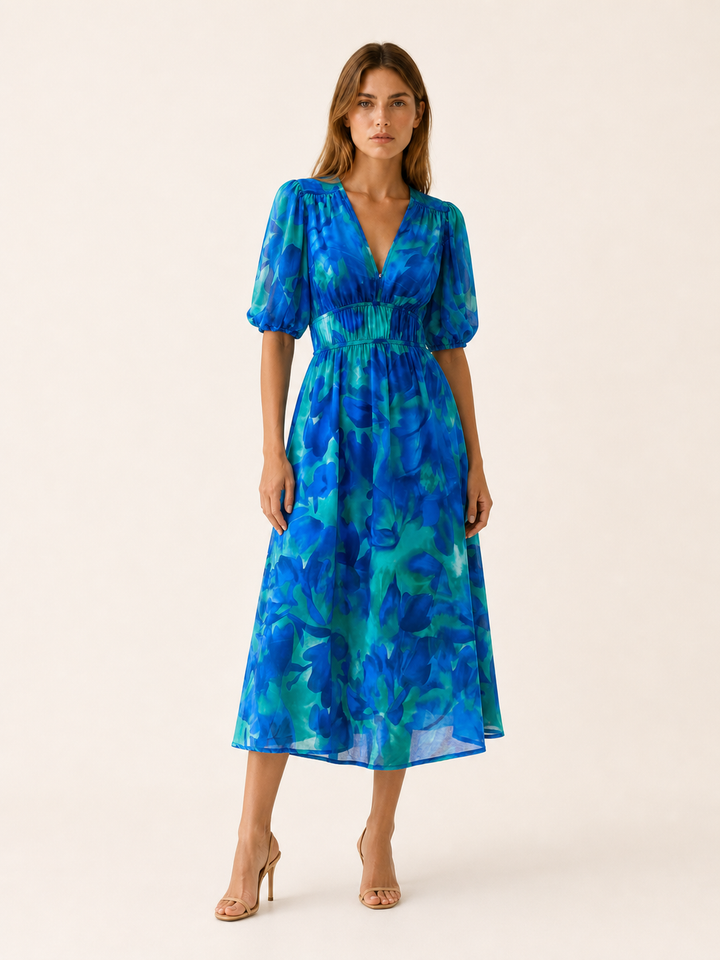 Floral Floral Midi Dress with V-Neck – detail view